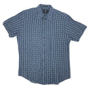 Men's Rodd & Gunn Sports Fit SS Button Down Shirt‎ Blue XL 100% Linen Pineapples
